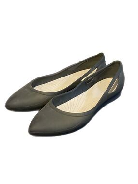 CROCS Rio Slip-On Ballet Flats Dark Gray Pointed Toe Croslite Size 8 Comfortable